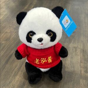 Panda Plush Red Sweater